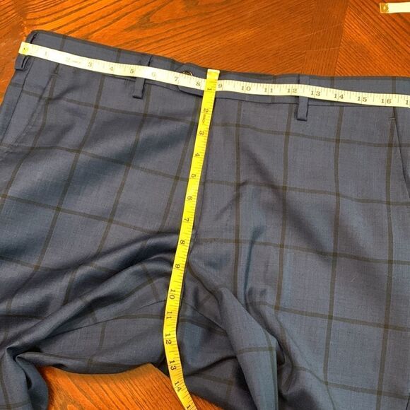 SUPER 150’s wool dress pants window pane black/navy superfine Australian wool - Picture 9 of 11